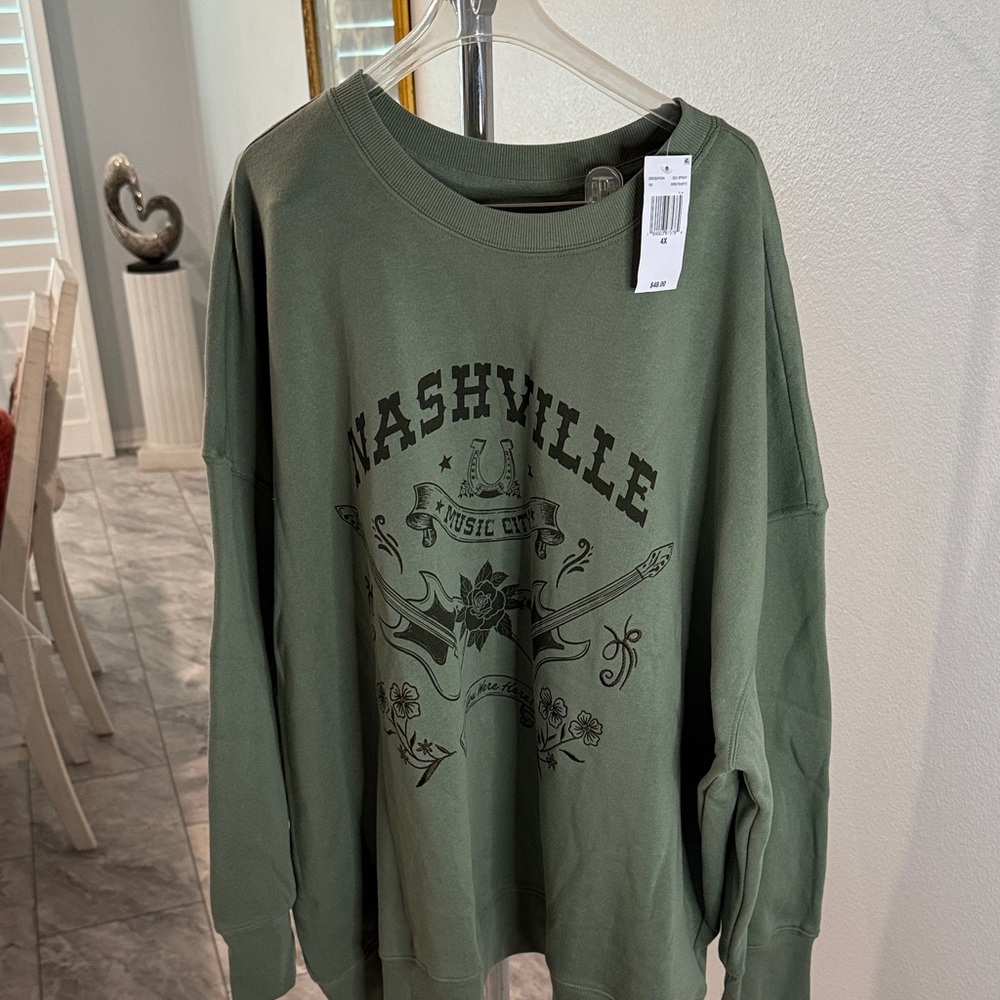 Nashville Graphic Green Sweater